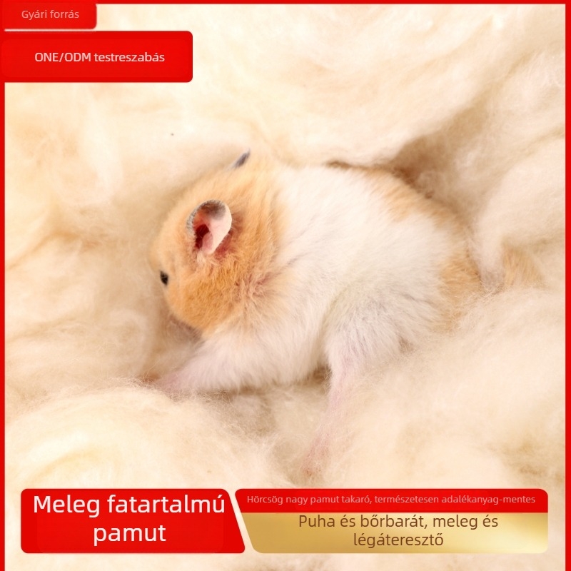 Hamster kapok pamut ágynemű, téli melegítő párna kisállatok számára, anyag: papír-pamut rost, dezodoráló fa forgács