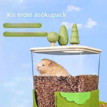 Hörcsög odú ásó doboz — mini erdő filcből, kukkoló és rejtő ház; anyagok: nyírfából készült többszörös rétegű lemez és filc