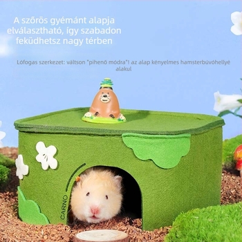 Hörcsög odú ásó doboz — mini erdő filcből, kukkoló és rejtő ház; anyagok: nyírfából készült többszörös rétegű lemez és filc
