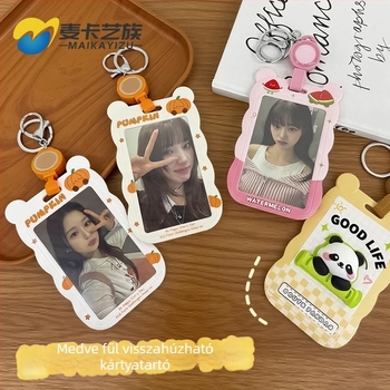 Kártyatartó kihúzható badge-orsóval, Cartoon stílus, ABS anyag, egyetemi/campusz kártyákhoz és munkakártyákhoz