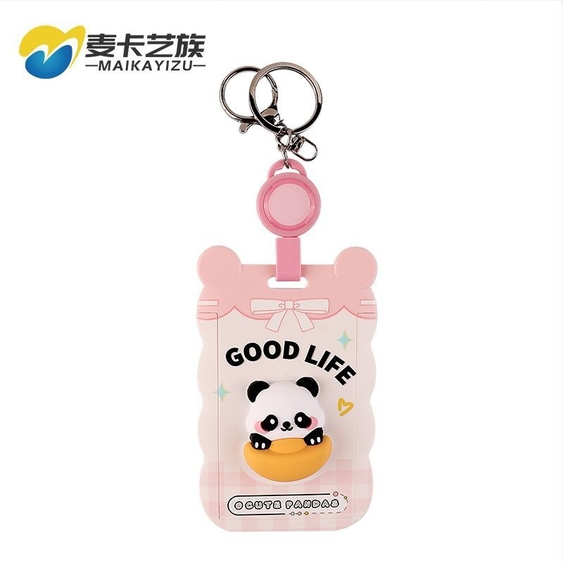 Kártyatartó kihúzható badge-orsóval, Cartoon stílus, ABS anyag, egyetemi/campusz kártyákhoz és munkakártyákhoz