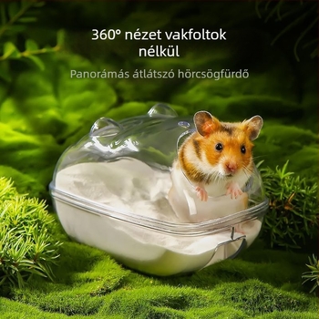 Hamster átlátszó fürdőedény, kétfunkciós, beltéri használatra, rajzfilmszerű stílus, űrlény alakú, vízálló és könnyen tisztítható