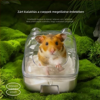 Hamster átlátszó fürdőedény, kétfunkciós, beltéri használatra, rajzfilmszerű stílus, űrlény alakú, vízálló és könnyen tisztítható