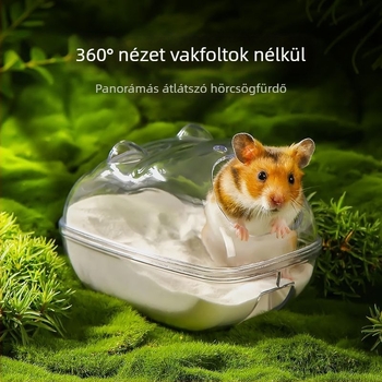 Hamster átlátszó fürdőedény, kétfunkciós, beltéri használatra, rajzfilmszerű stílus, űrlény alakú, vízálló és könnyen tisztítható