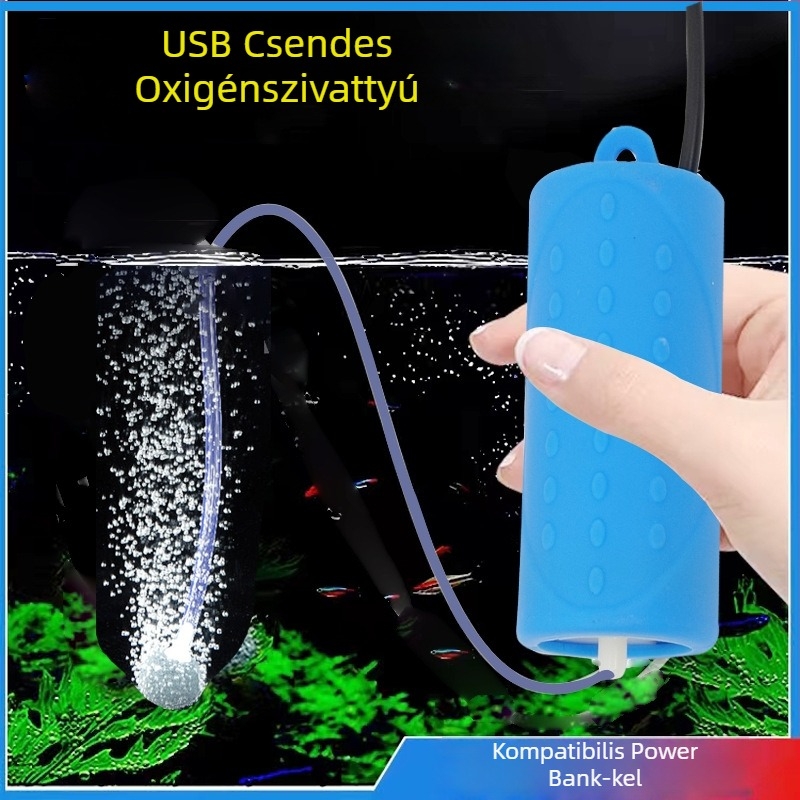 USB oxigénpumpa akváriumhoz, csendes, hordozható, súly 0,15 kg - Fishing baby