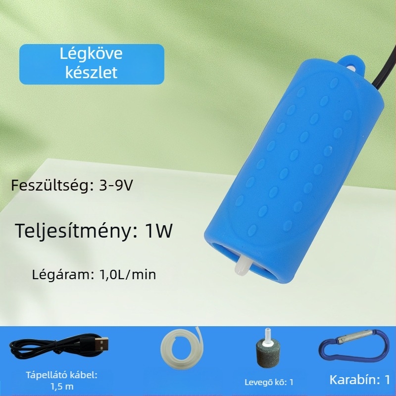 USB oxigénpumpa akváriumhoz, csendes, hordozható, súly 0,15 kg - Fishing baby