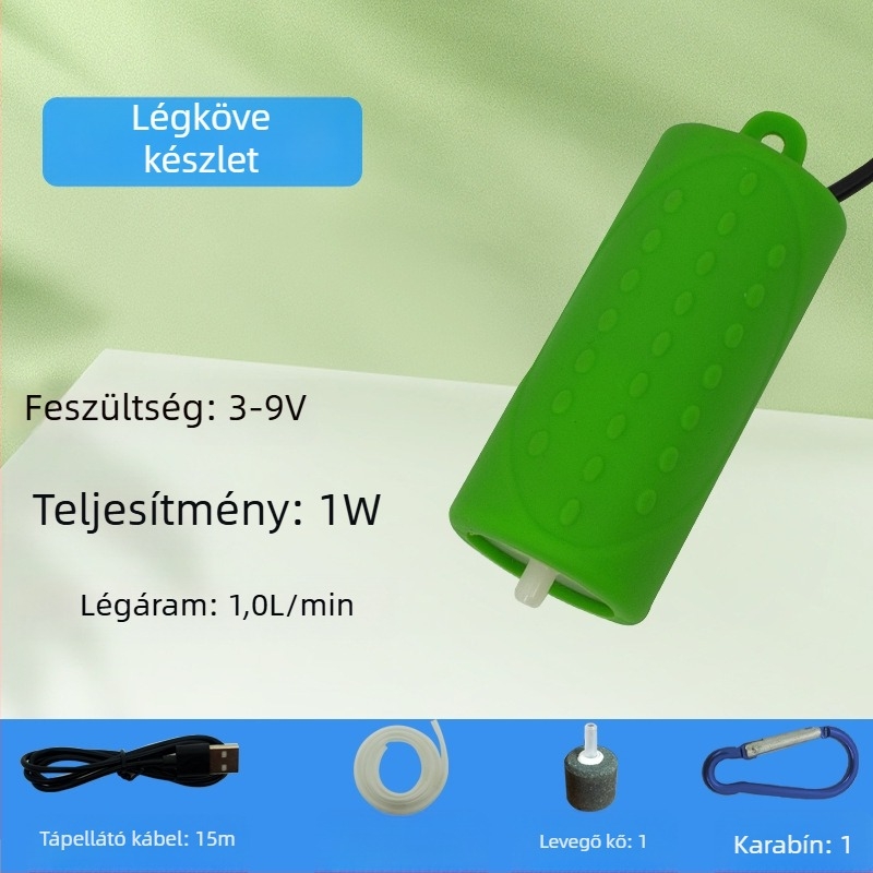 USB oxigénpumpa akváriumhoz, csendes, hordozható, súly 0,15 kg - Fishing baby