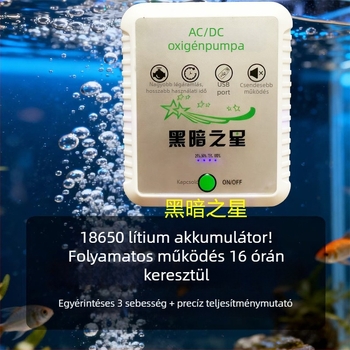 Könnyen hordozható, újratölthető oxigénpumpa kis akváriumhoz, autó és otthoni használatra