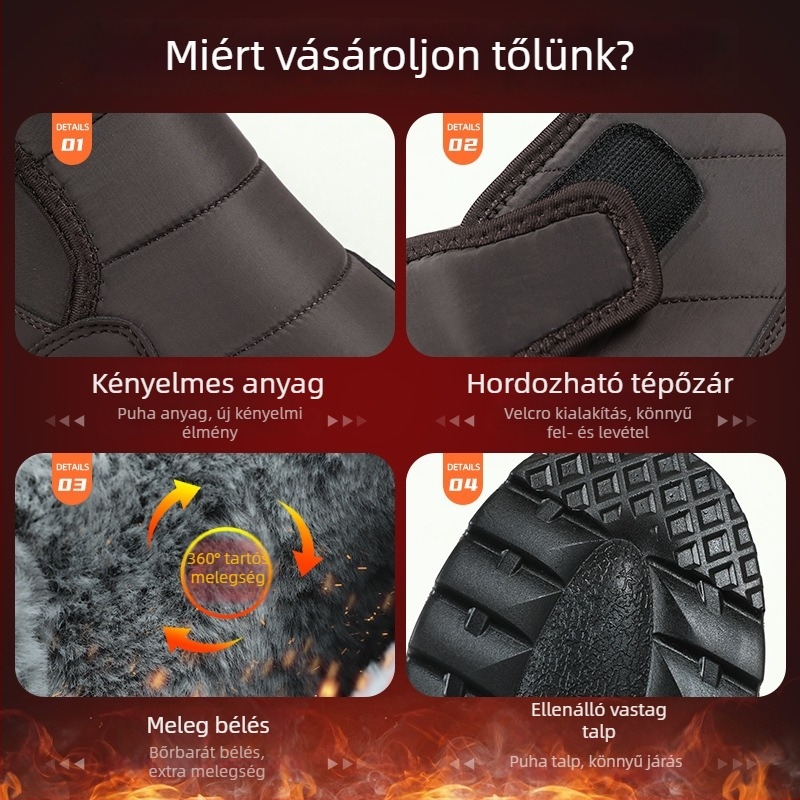 Férfi termikus otthoni papucs, slip-on, felső Lycra, PU talp, vastag kialakítás