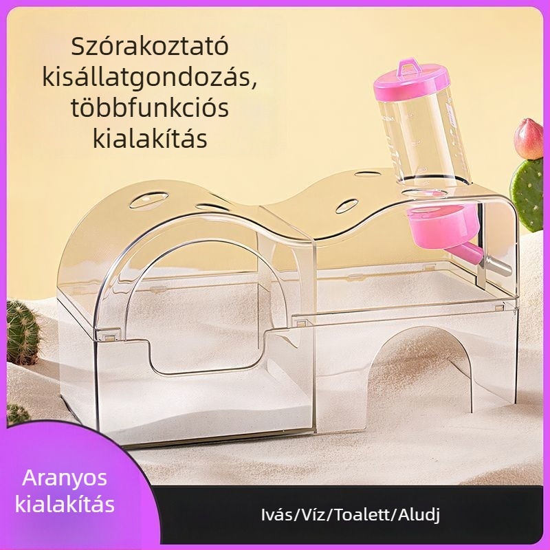 Akril hörcsög ház — átlátszó 3-1 luxus villa víztartállyal és homokfürdővel | Run Around | Kód C158014