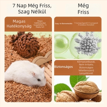Hamsternek való diószemcsés aljzat, pormentes; Anyag: Dió; Termékkód: Walnut sand; Márka: OEM
