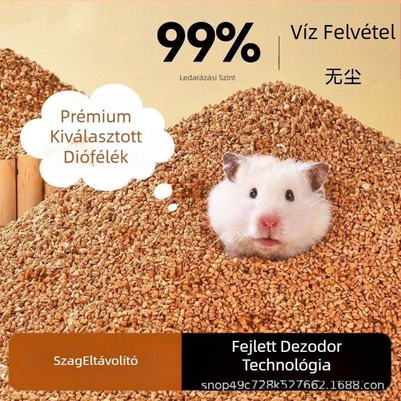 Hamsternek való diószemcsés aljzat, pormentes; Anyag: Dió; Termékkód: Walnut sand; Márka: OEM
