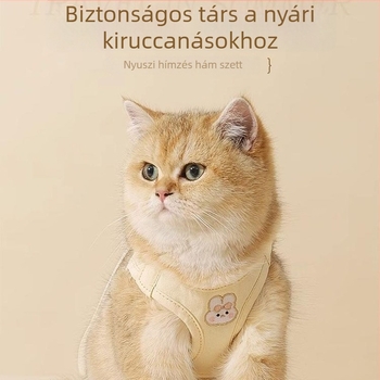 Macska mellkas-hám, lélegző, szökés elleni, nem állítható, kültéri sétákhoz