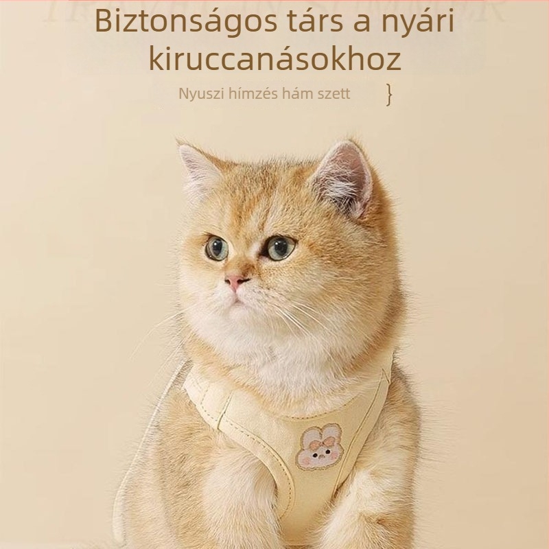Macska mellkas-hám, lélegző, szökés elleni, nem állítható, kültéri sétákhoz