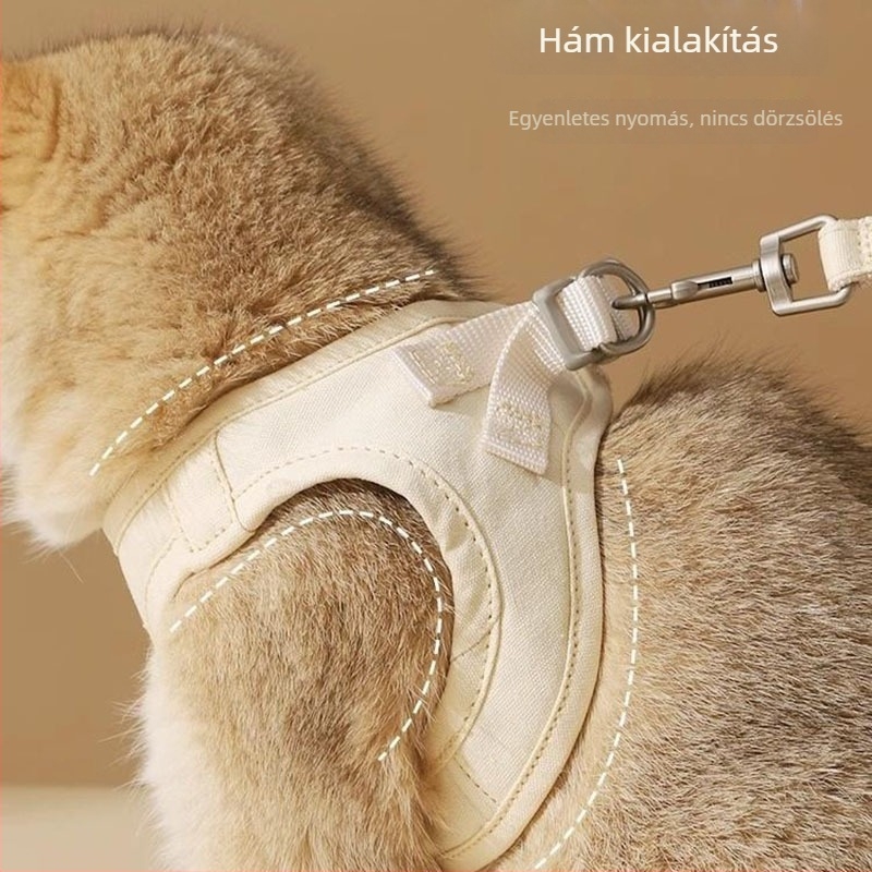 Macska mellkas-hám, lélegző, szökés elleni, nem állítható, kültéri sétákhoz