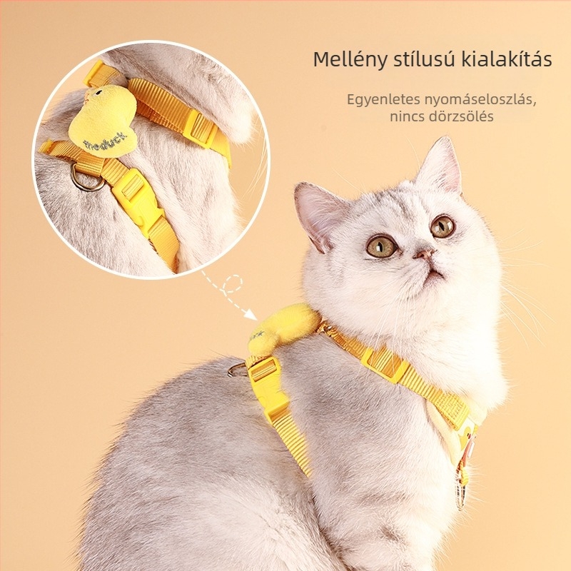 Állítható cicahám pórázzal – mellkas- és hátsó rész, menekülésbiztos, kényelmes viselet