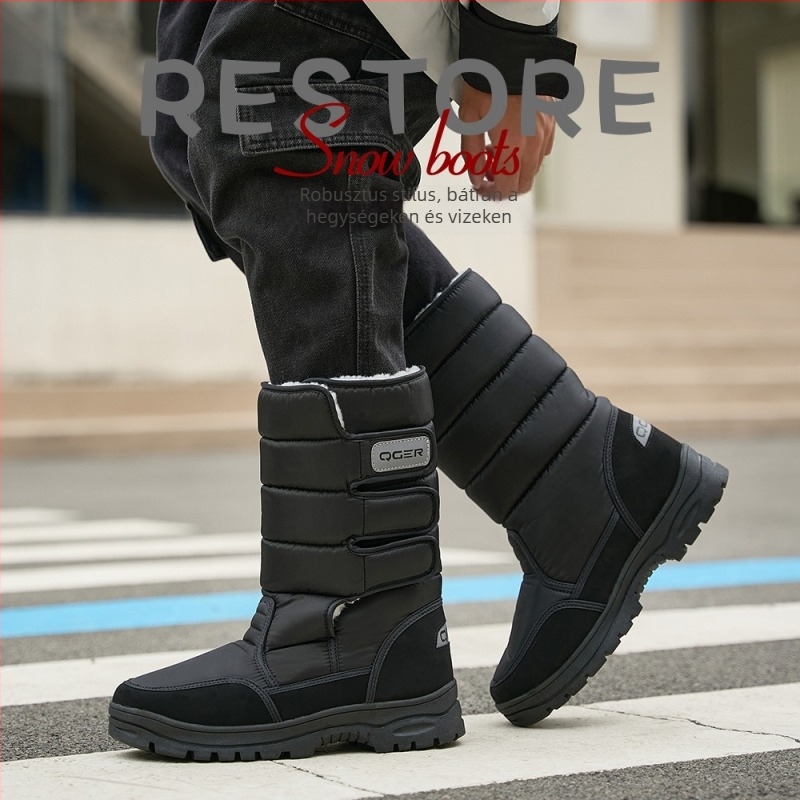 Uniszex téli havas csizma meleg gyapjú bélés, vízálló és csúszásmentes talp, 20–28 cm magas