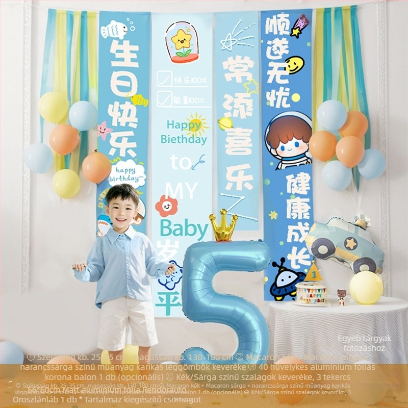 Shicai Függő textile banner készlet születésnapi bulira balon hátterével – helyszín-elrendezési rekvizit