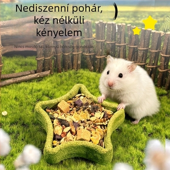 Belgi fogzási tál hörcsögöknek és aranyhörcsögöknek ehető fűvel, tápláló fő étellel és rágó játékkal