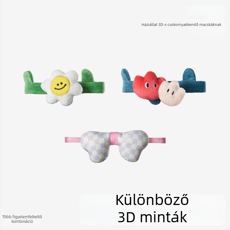 Pidan állítható macskanyakörv textil masnival