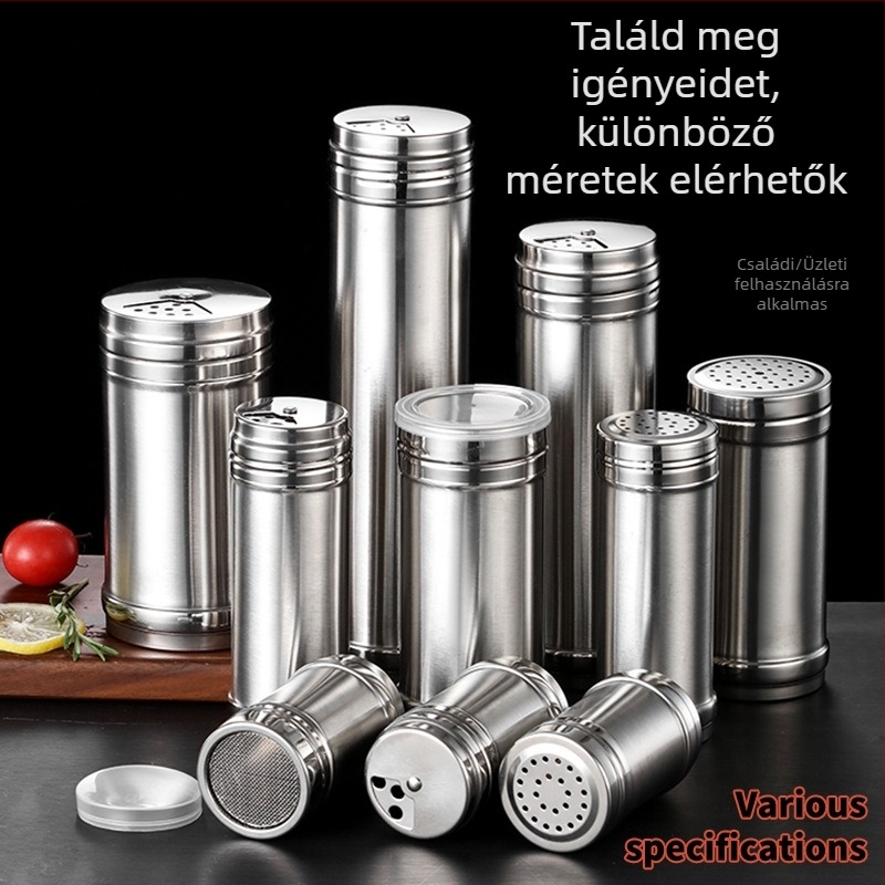 Rozsdamentes acélból készült barbecue fűszeres üveg, szilárd fűszerekhez, logónyomás és testreszabás lehetőségével – modern minimalist dizájn
