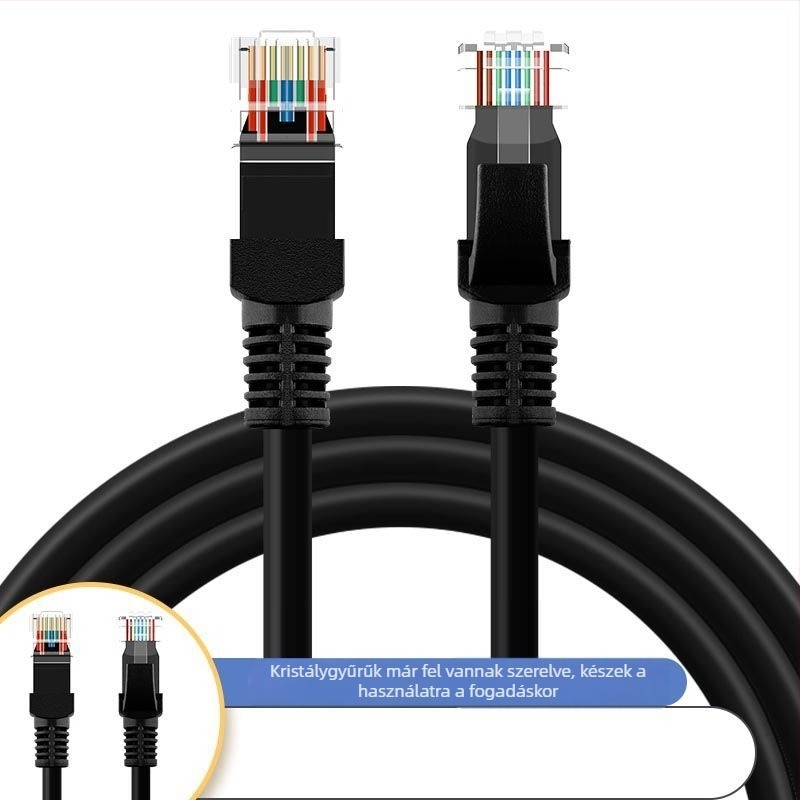 10G tiszta réz hálózati kábel, Cat6E gigabites, Kristály RJ-45 csatlakozóval, routerre nincs szükség, otthoni szélessávú internethez