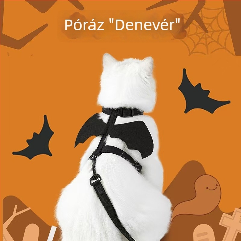 Halloween denevér mintás macska hám és póráz