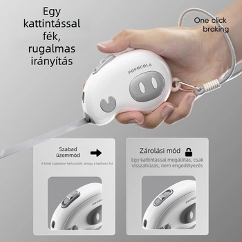 POPO visszahúzható kutyapóráz, műanyag anyag, Kategória: Kisállat pórázok, Eredet: Zhejiang (Anyag: Műanyag; Visszahúzható: Igen; Márka: POPO; Kategória: Kisállat pórázok; Eredet: Zhejiang)