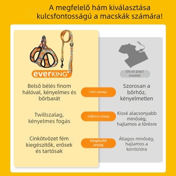 Everking Macskahám és mellény-stílusú pórázkészlet, anti-evadás és anti-tekeredés