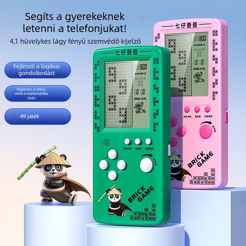 Tetris hordozható játékkonzol - nosztalgikus stílus, 1GB memória, egyjátékos mód, nagy képernyő, szemvédelem