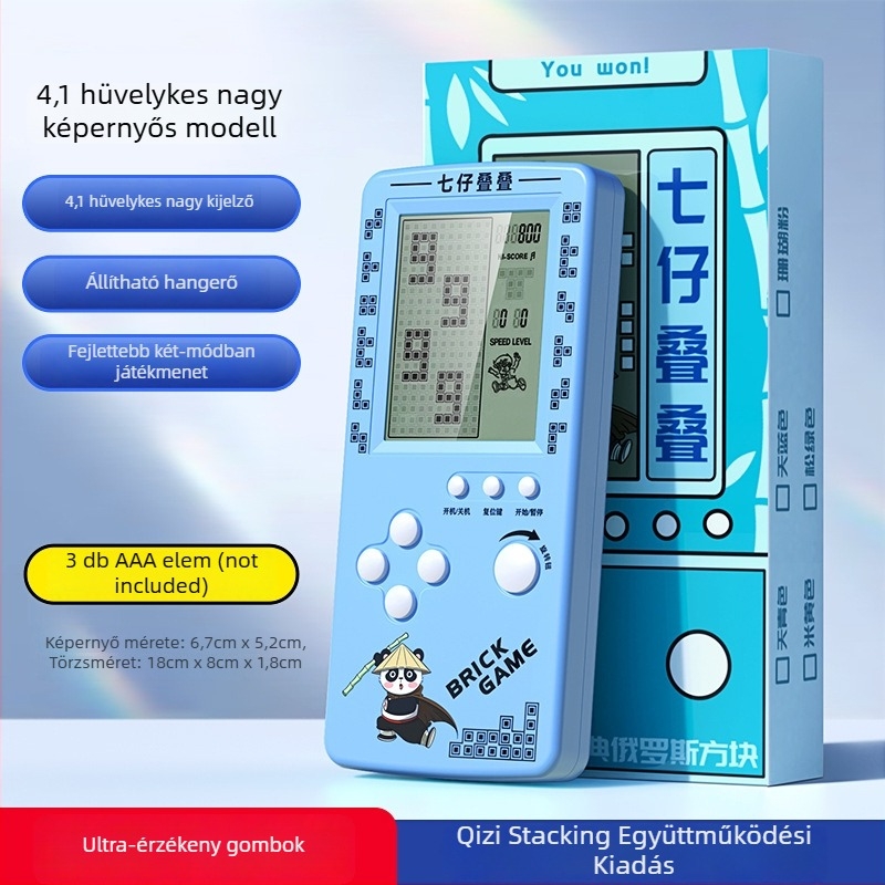 Tetris hordozható játékkonzol - nosztalgikus stílus, 1GB memória, egyjátékos mód, nagy képernyő, szemvédelem