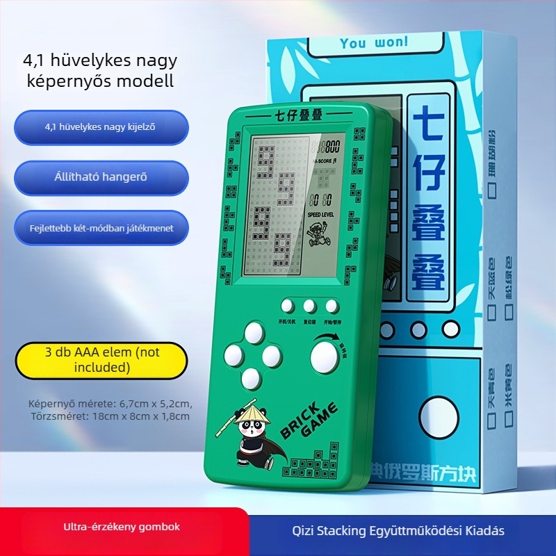 Tetris hordozható játékkonzol - nosztalgikus stílus, 1GB memória, egyjátékos mód, nagy képernyő, szemvédelem