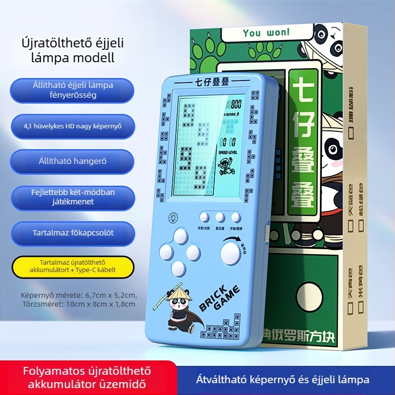 Tetris hordozható játékkonzol - nosztalgikus stílus, 1GB memória, egyjátékos mód, nagy képernyő, szemvédelem