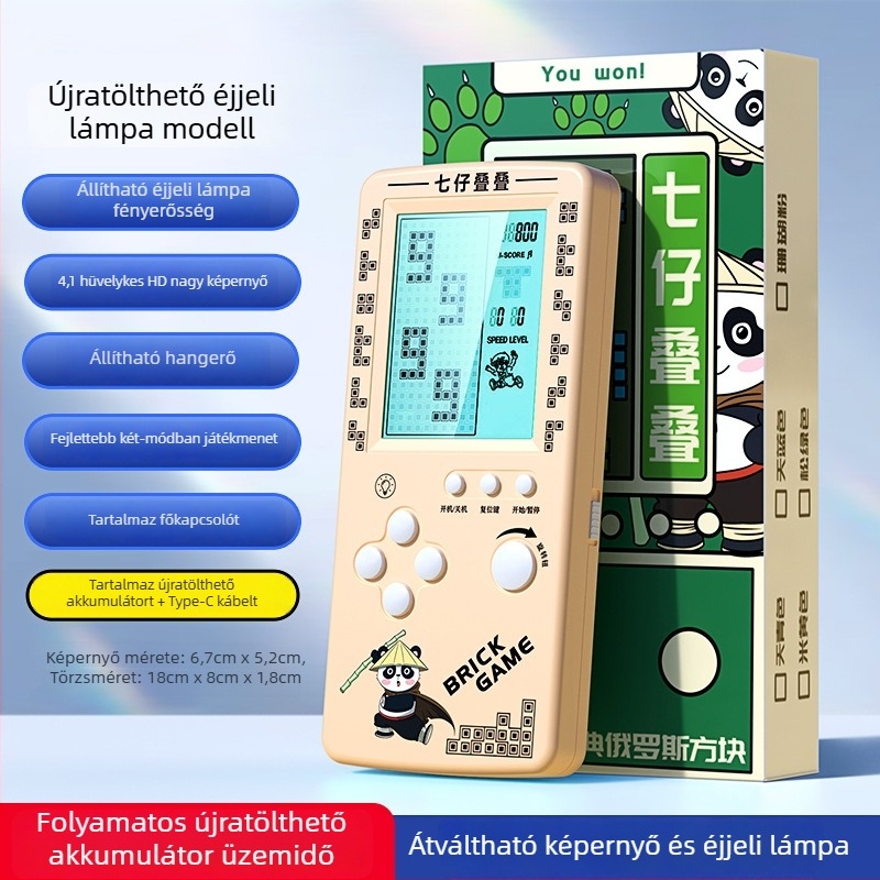 Tetris hordozható játékkonzol - nosztalgikus stílus, 1GB memória, egyjátékos mód, nagy képernyő, szemvédelem
