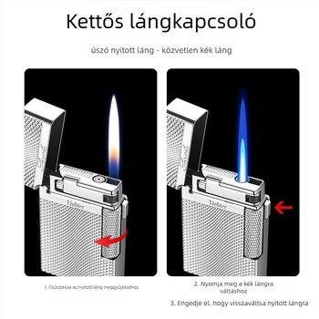 AW758 Langsheng fém öngyújtó kettős lánggal, szélálló, logó testreszabás elérhető