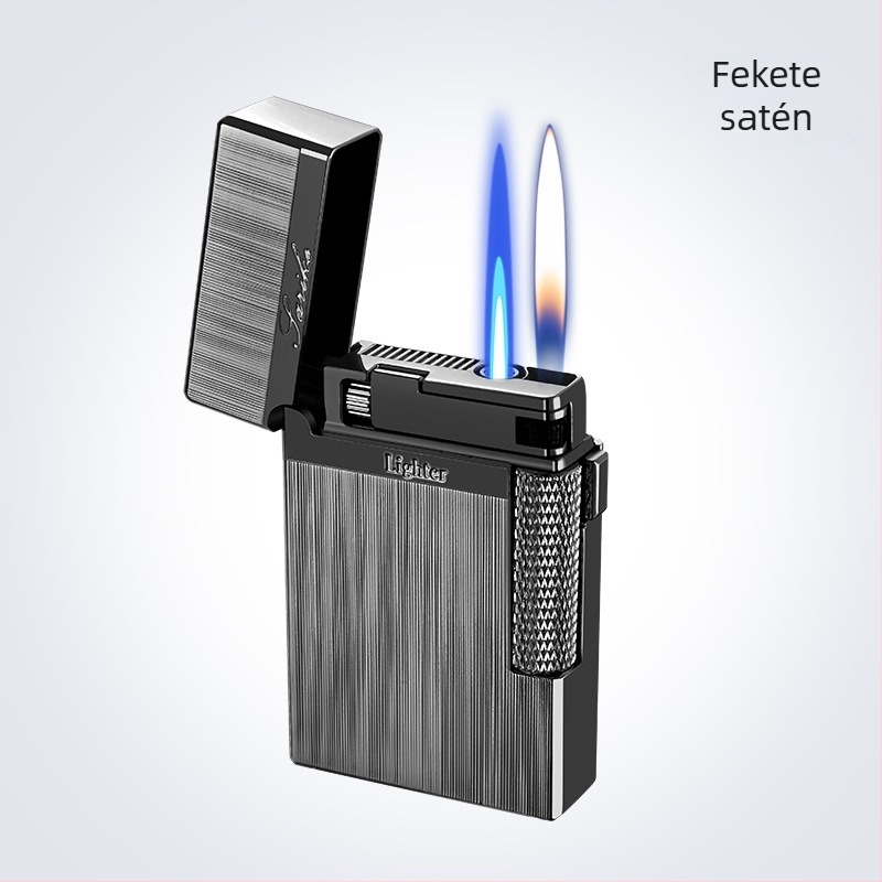 AW758 Langsheng fém öngyújtó kettős lánggal, szélálló, logó testreszabás elérhető