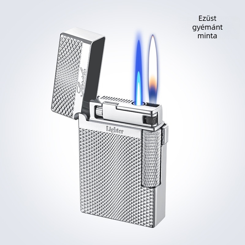 AW758 Langsheng fém öngyújtó kettős lánggal, szélálló, logó testreszabás elérhető