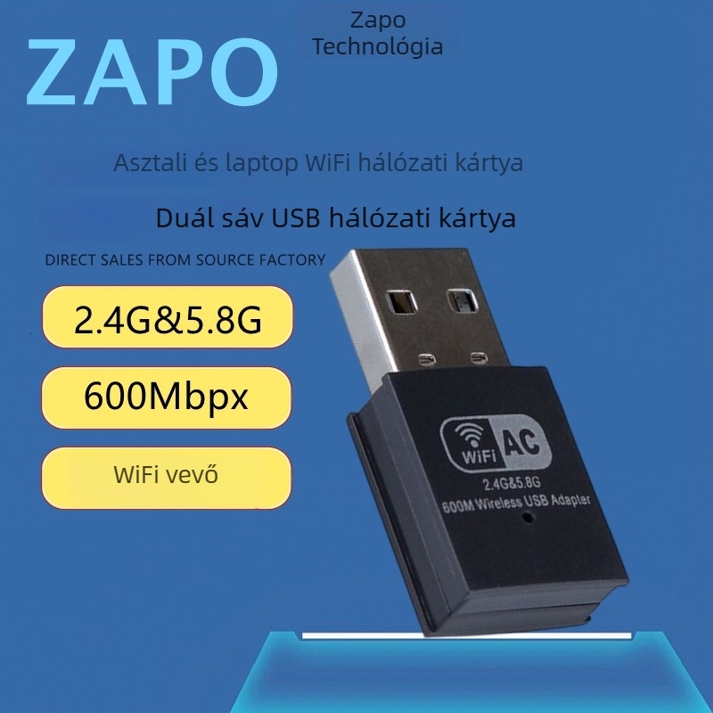 ZAPO W50L-5DB USB Wi‑Fi adapter, RTL8812AU, 1200Mbps, dual-band 2,4/5 GHz, IEEE 802.11ac/a/b/g/n támogatja