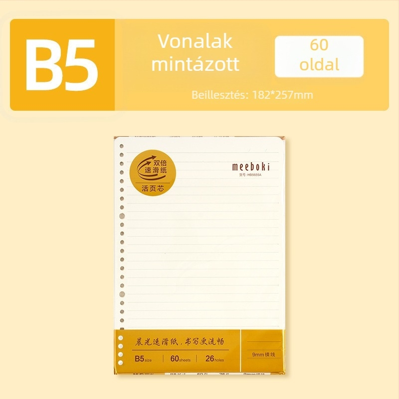 Kivehető fémlapos klipszes notesz Dowling papírral, 60 lap, újrahasználható, vonalas és négyzetrács oldalakkal