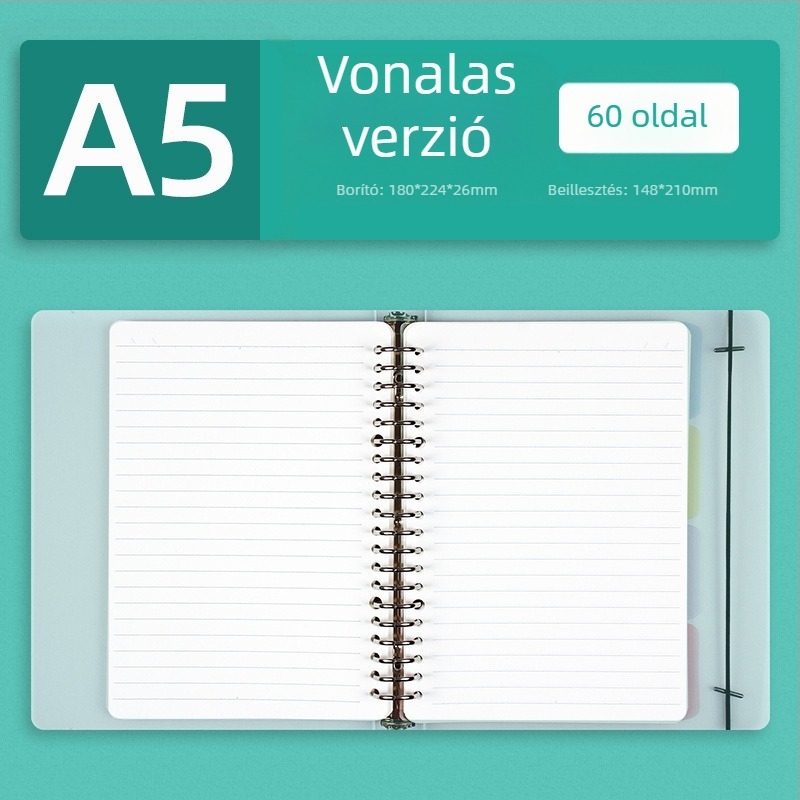 Kivehető fémlapos klipszes notesz Dowling papírral, 60 lap, újrahasználható, vonalas és négyzetrács oldalakkal