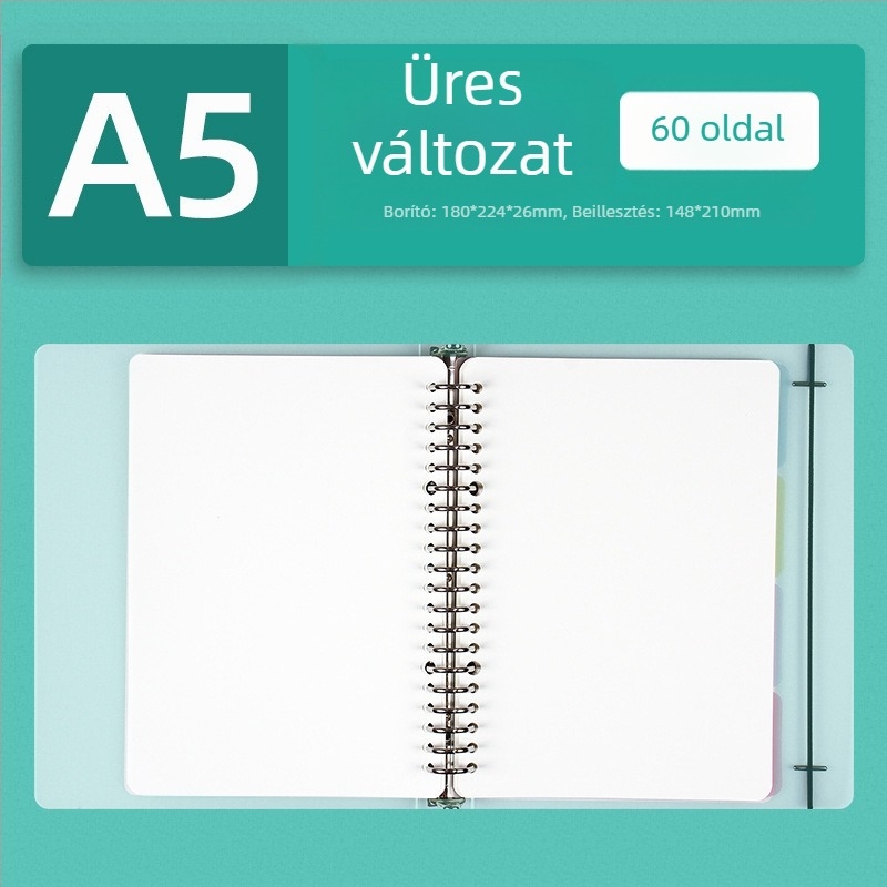 Kivehető fémlapos klipszes notesz Dowling papírral, 60 lap, újrahasználható, vonalas és négyzetrács oldalakkal
