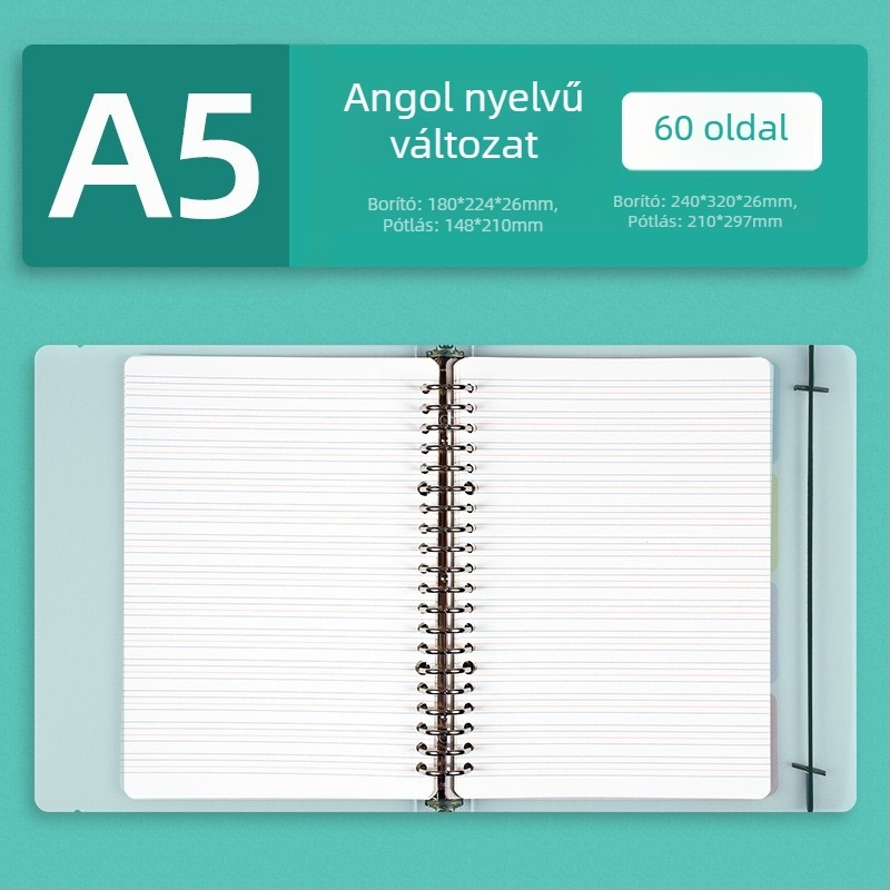 Kivehető fémlapos klipszes notesz Dowling papírral, 60 lap, újrahasználható, vonalas és négyzetrács oldalakkal