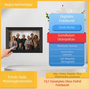Intelligens digitális fotókeret érintőképernyővel, Wi‑Fi felhőalapú átvitel, Frameo támogatás, TF-kártya támogatás, 1280x800, 32GB