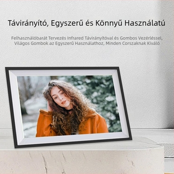 Intelligens digitális fotókeret érintőképernyővel, Wi‑Fi felhőalapú átvitel, Frameo támogatás, TF-kártya támogatás, 1280x800, 32GB