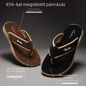 Férfi flip-flop papucs: műbőr felsőrész, gumi talp, injektált formájú talp, hétköznapi stílus, 2025 tavaszi kiadás