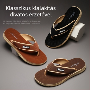 Férfi flip-flop papucs: műbőr felsőrész, gumi talp, injektált formájú talp, hétköznapi stílus, 2025 tavaszi kiadás
