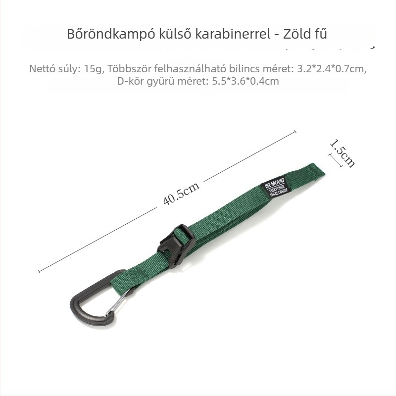 Ise Mount Csomagokhoz készült webbing kampóval és külső csattal – Kopásálló, Hordozható, Rögzített szíj