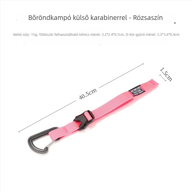Ise Mount Csomagokhoz készült webbing kampóval és külső csattal – Kopásálló, Hordozható, Rögzített szíj