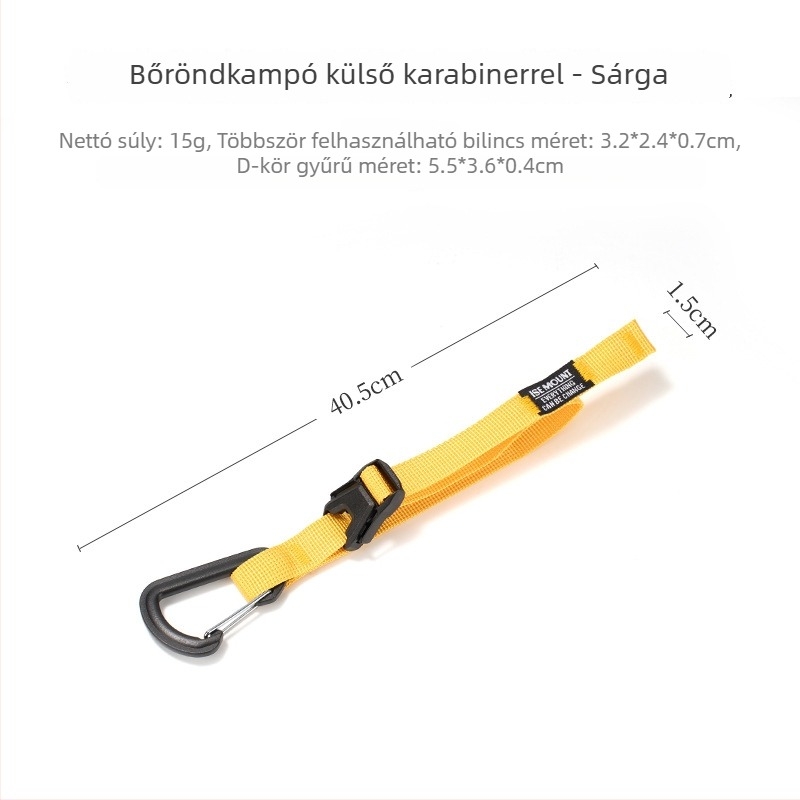 Ise Mount Csomagokhoz készült webbing kampóval és külső csattal – Kopásálló, Hordozható, Rögzített szíj