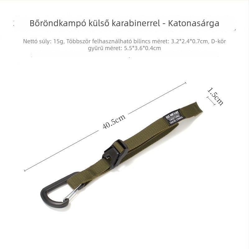 Ise Mount Csomagokhoz készült webbing kampóval és külső csattal – Kopásálló, Hordozható, Rögzített szíj